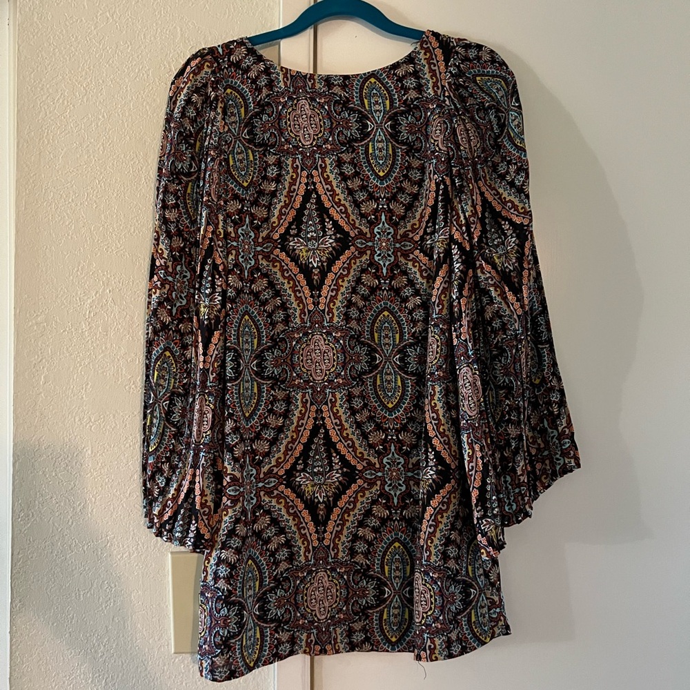 love, Fire Women's Paisley Long-Sleeve Blouse - Black Multi